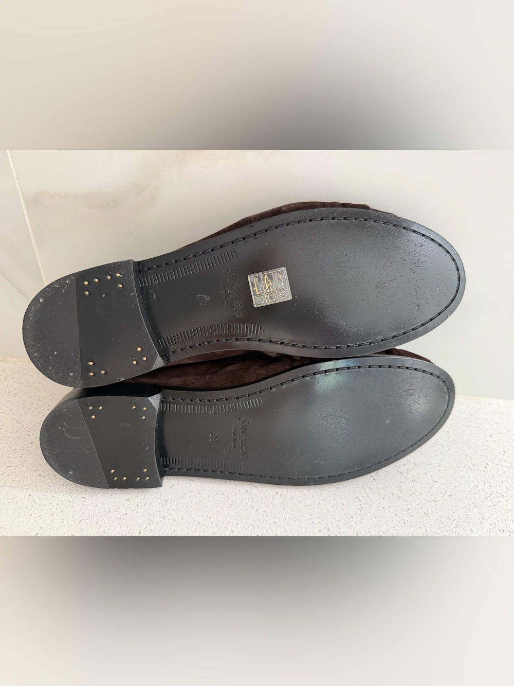 SAINT LAURENT YSL Le Loafer Brown Suede Penny Loafers Size EU 39 US 9 - Picture 9 of 10